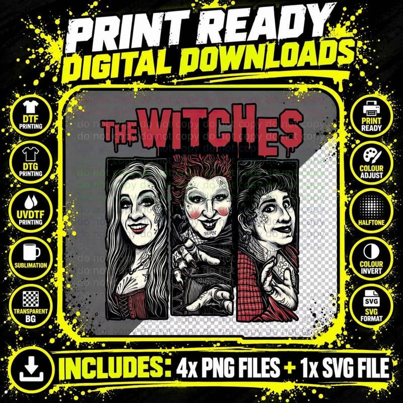 The Witches T-Shirt, Gothic Horror Tee Png SVG Digital Bundle