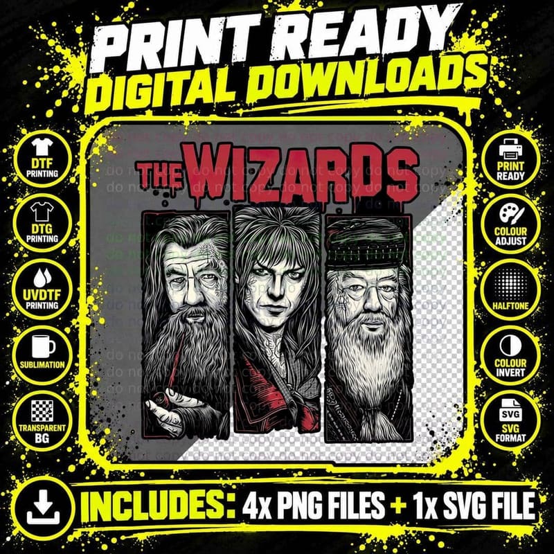 The Wizards T-Shirt, Retro Horror Tee Png SVG Digital Bundle