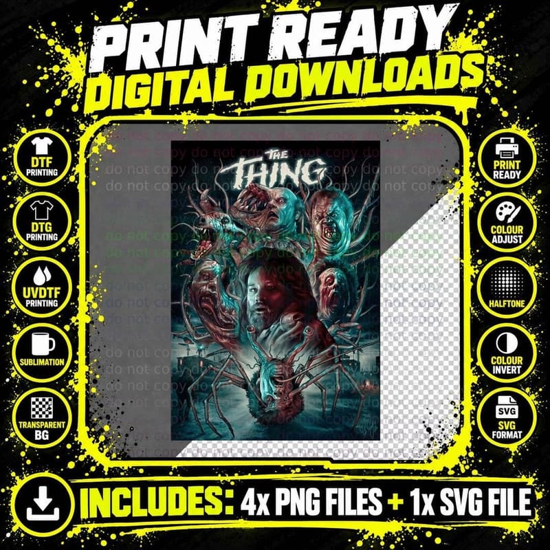 Thing 80S Horror Film T-Shirt, Alien Monster Collage Png SVG Digital Bundle