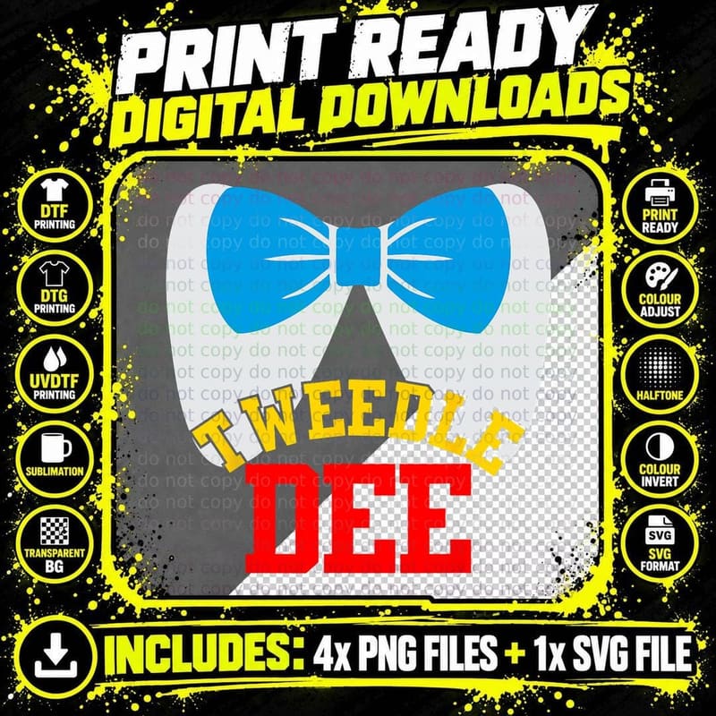 Tweedle Dee Dum Funny Matching Halloween Costume for Png SVG Digital Bundle