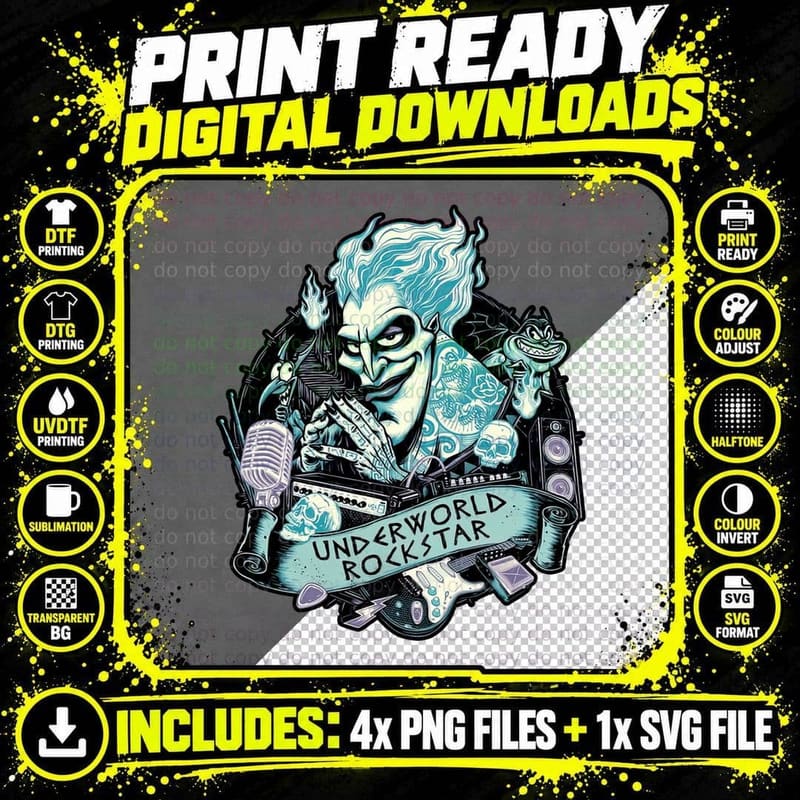 Underworld Rockstar T-Shirt, Gothic Horror Tee Png SVG Digital Bundle