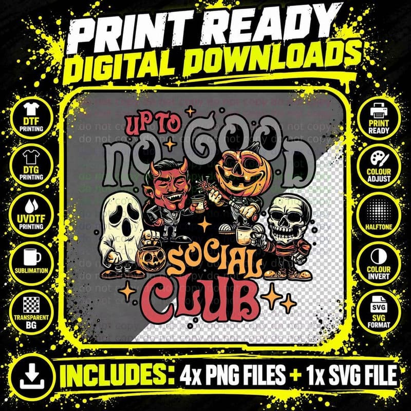 Up to No Good Halloween T-Shirt, Spooky Horror Tee Png SVG Digital Bundle