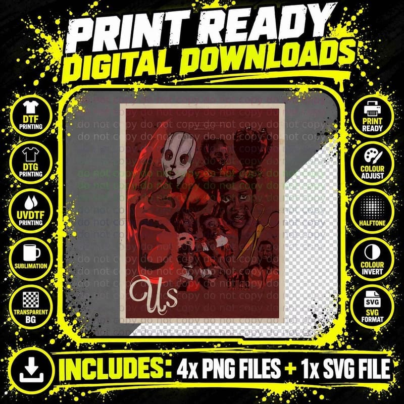 Us Movie Poster T-Shirt, Horror Thriller Art Png SVG Digital Bundle
