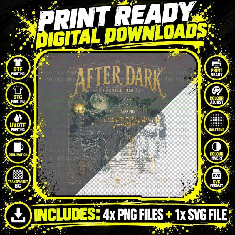 Victorian Haunted Pier Gothic Horror Vintage Ghost Png SVG Digital Bundle