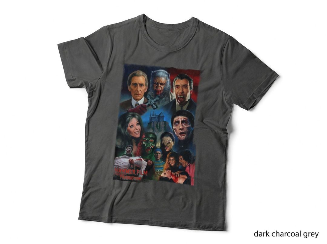 Vintage Hammer Film Poster, Classic Monster Movie Collage, Retro Horror T-Shirt