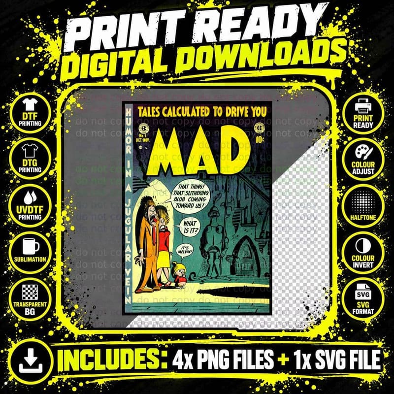 Vintage Mad Magazine No.1 Cover T-Shirt Png SVG Digital Bundle