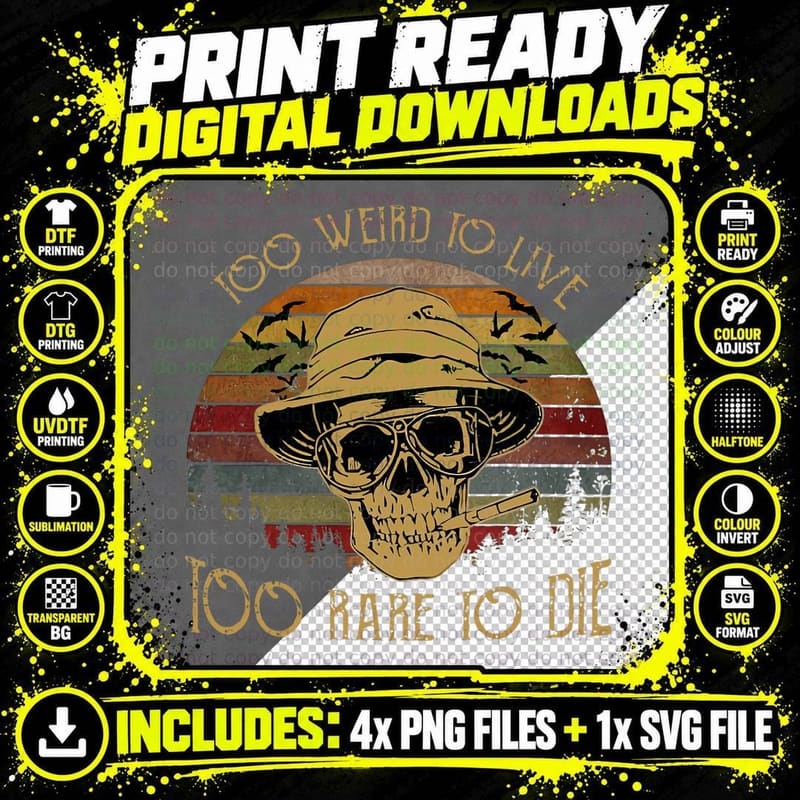 Vintage Skull T-Shirt, Retro Gothic Style Png SVG Digital Bundle