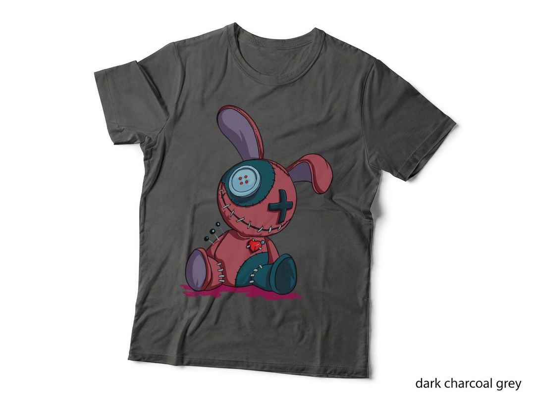 Voodoo Doll Bunny T-Shirt, Stitched Plush Creepy Witchy Art, Pastel Goth
