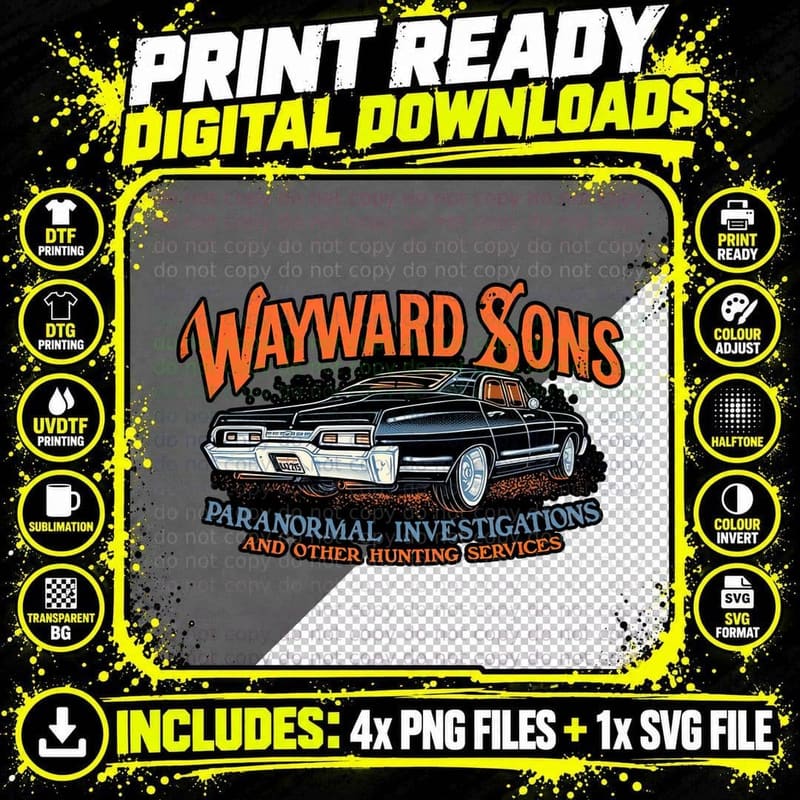 Wayward Sons GTO T-Shirt, Retro Horror Tee Png SVG Digital Bundle
