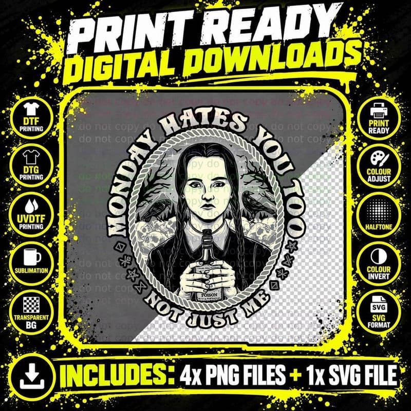 Wednesday Addams T-Shirt, Gothic Horror Tee Png SVG Digital Bundle