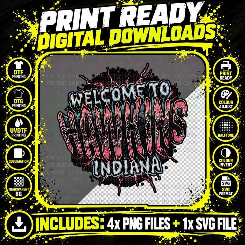 Welcome to Hawkins T-Shirt, Retro 80s Horror Tee Png SVG Digital Bundle