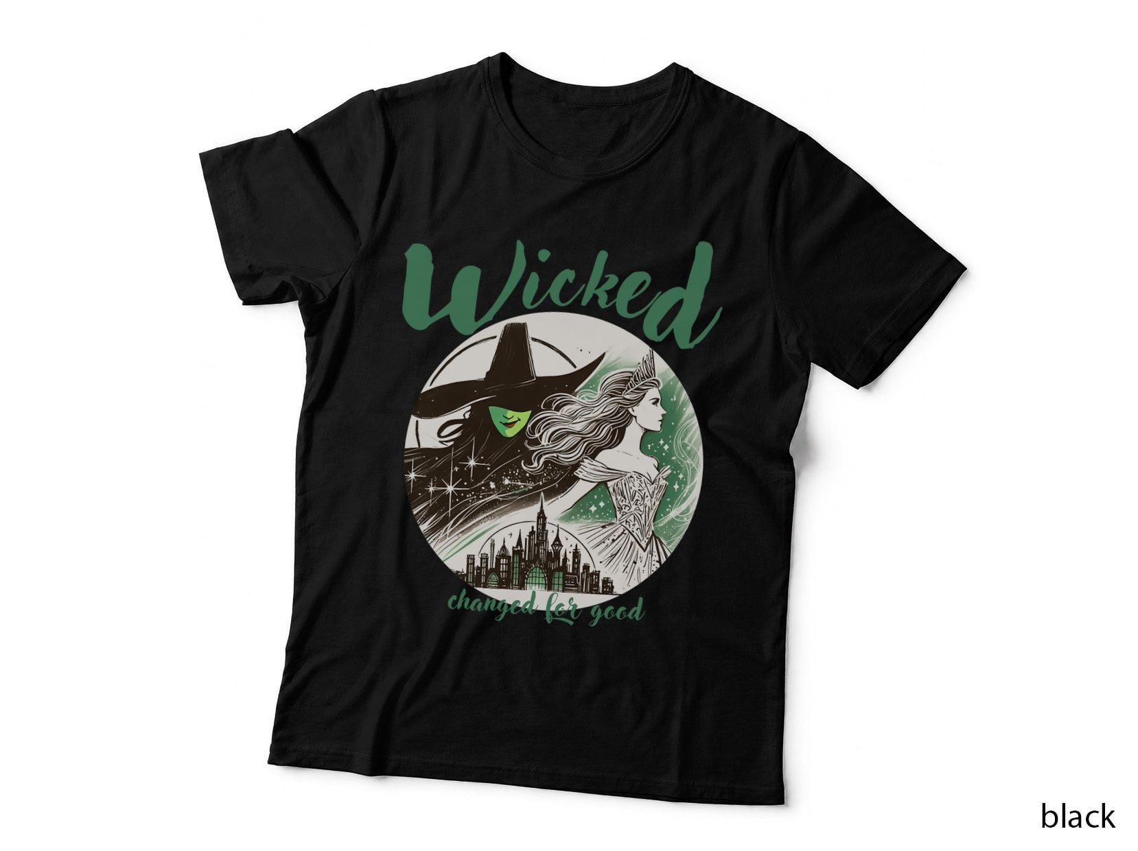 Wicked Musical Witch T-Shirt, Elphaba Glinda Emerald City, Broadway Fan Art
