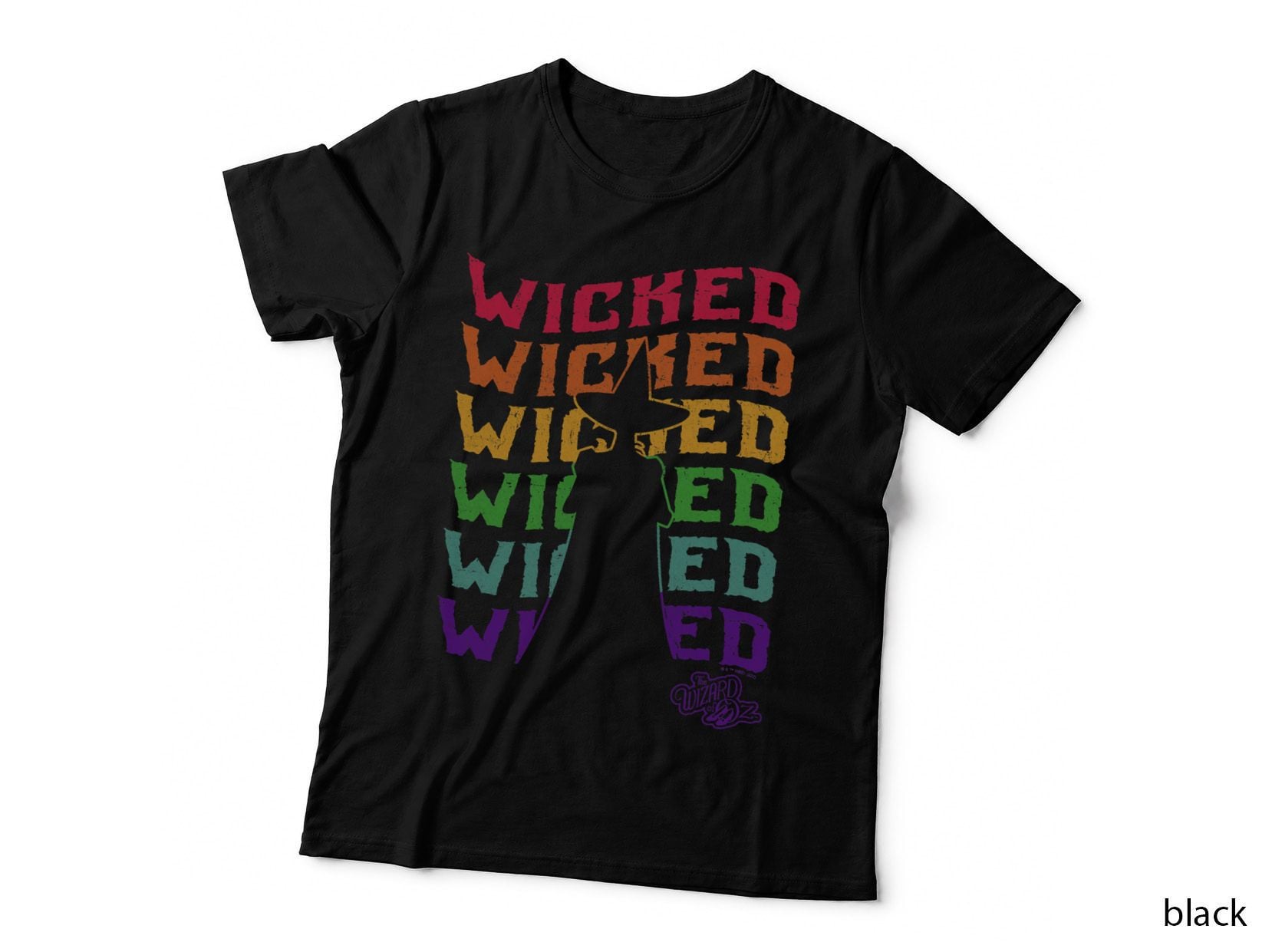 Wicked Witch Rainbow Text Stack Tee, Wizard of Oz Pride, Lgbtq Fantasy Art