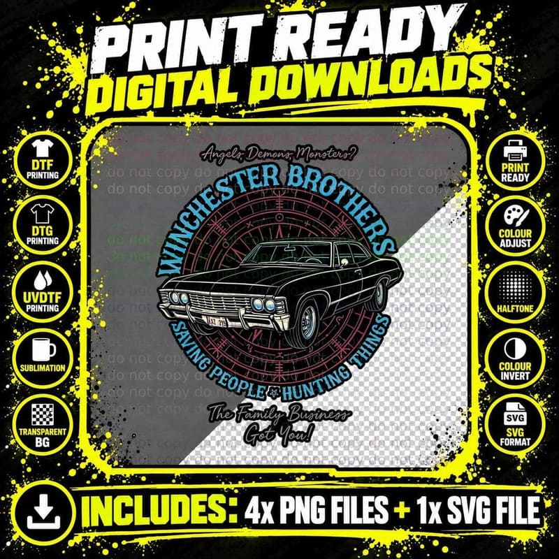 Winchester Brothers T-Shirt, Supernatural Horror Tee Png SVG Digital Bundle