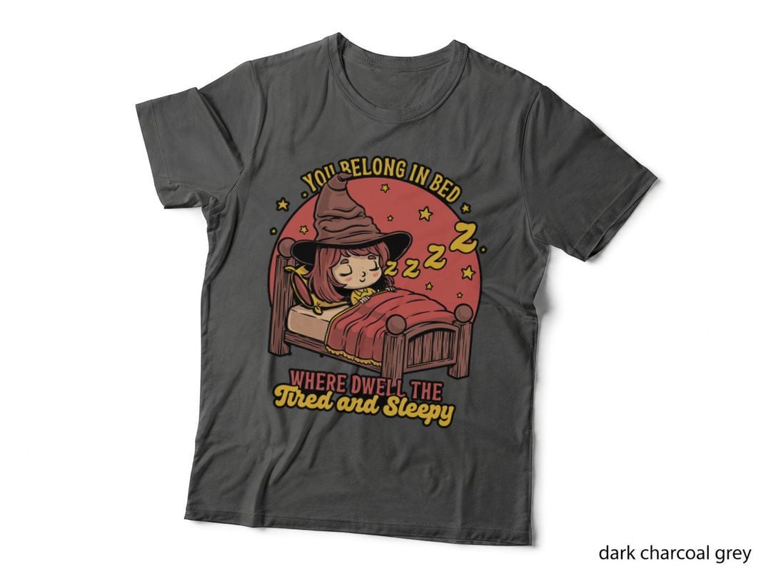 Witch Sleeping in Bed T-Shirt, Whimsical Fantasy Tee, Gift for Fantasy Lovers