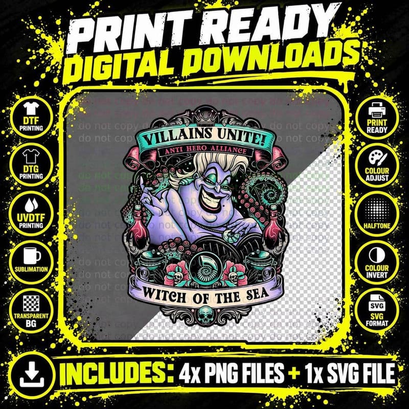Witch of the Sea T-Shirt, Gothic Fantasy Tee Png SVG Digital Bundle