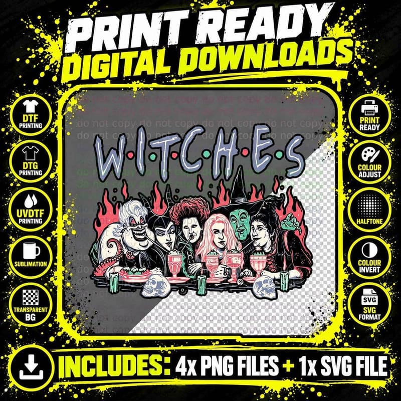 Witches Party T-Shirt, Halloween Horror Tee Png SVG Digital Bundle