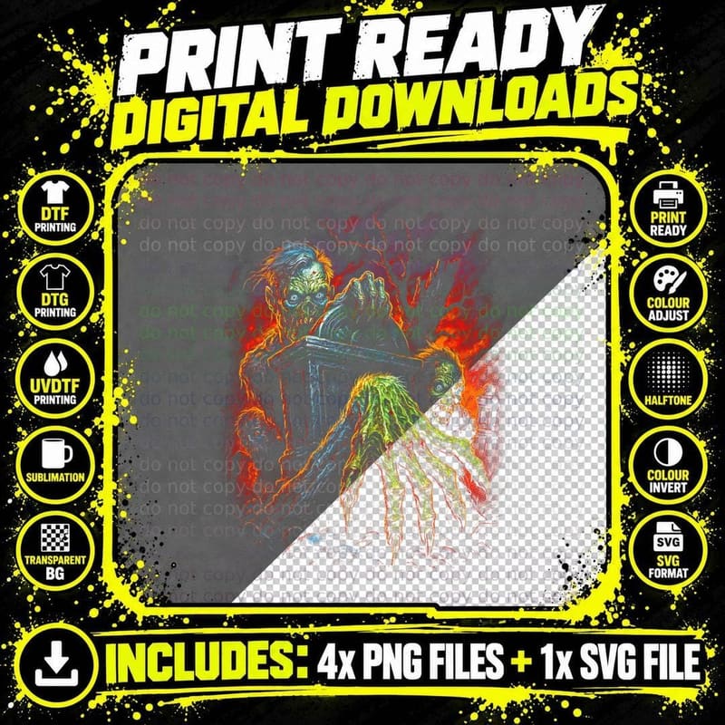 Zombie Apocalypse T-Shirt, Horror Print Png SVG Digital Bundle
