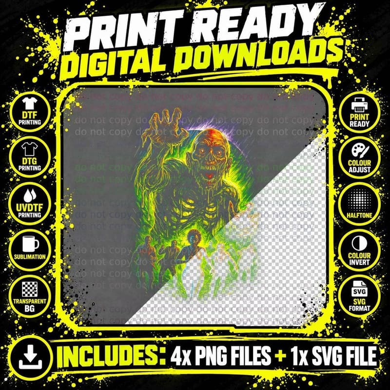 Zombie Attack T-Shirt, Horror Impact, Halloween Costume Png SVG Digital Bundle