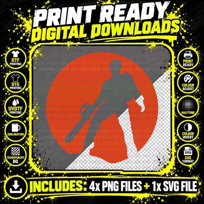 Zombie Hunter T-Shirt, Horror Game Style Png SVG Digital Bundle