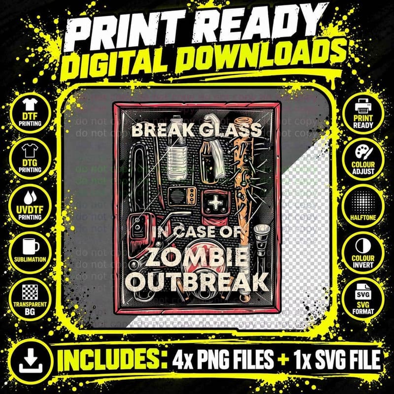 Zombie Survival Kit T-Shirt, Horror Movie Tee Png SVG Digital Bundle