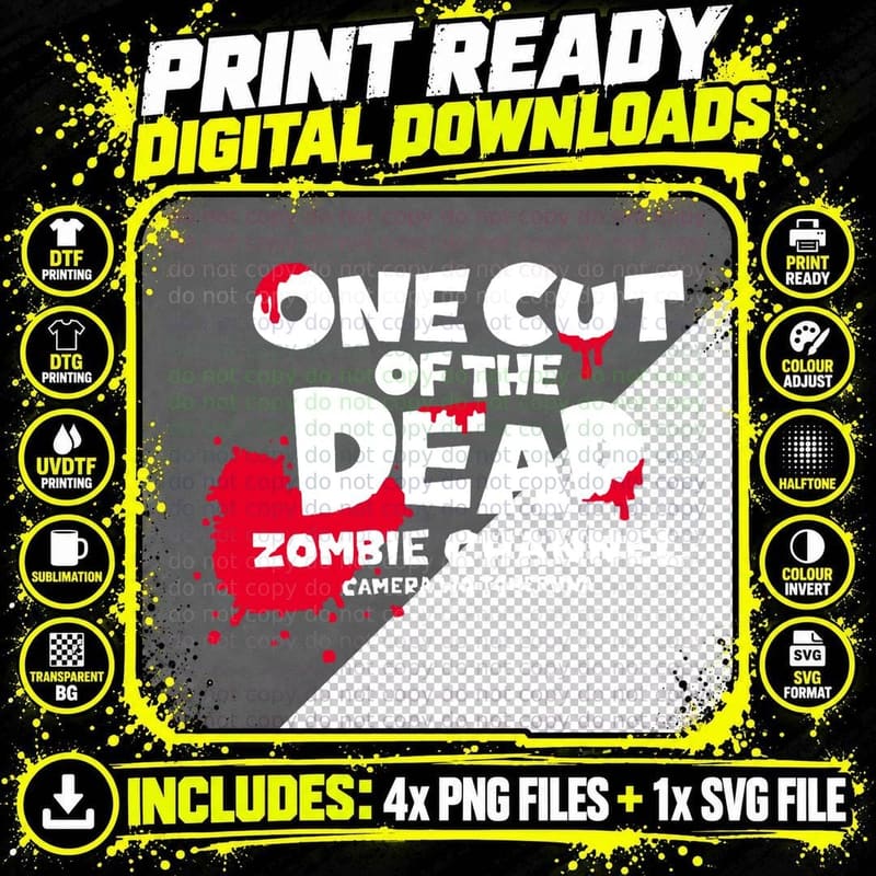Zombie T-Shirt, Halloween Horror, Scary Blood Splatter Png SVG Digital Bundle