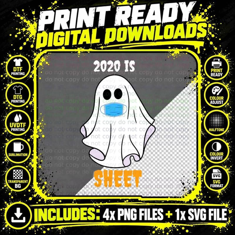 2020 Is Boo Sheet Ghost in Mask Halloween T-Shirt Png SVG Digital Bundle