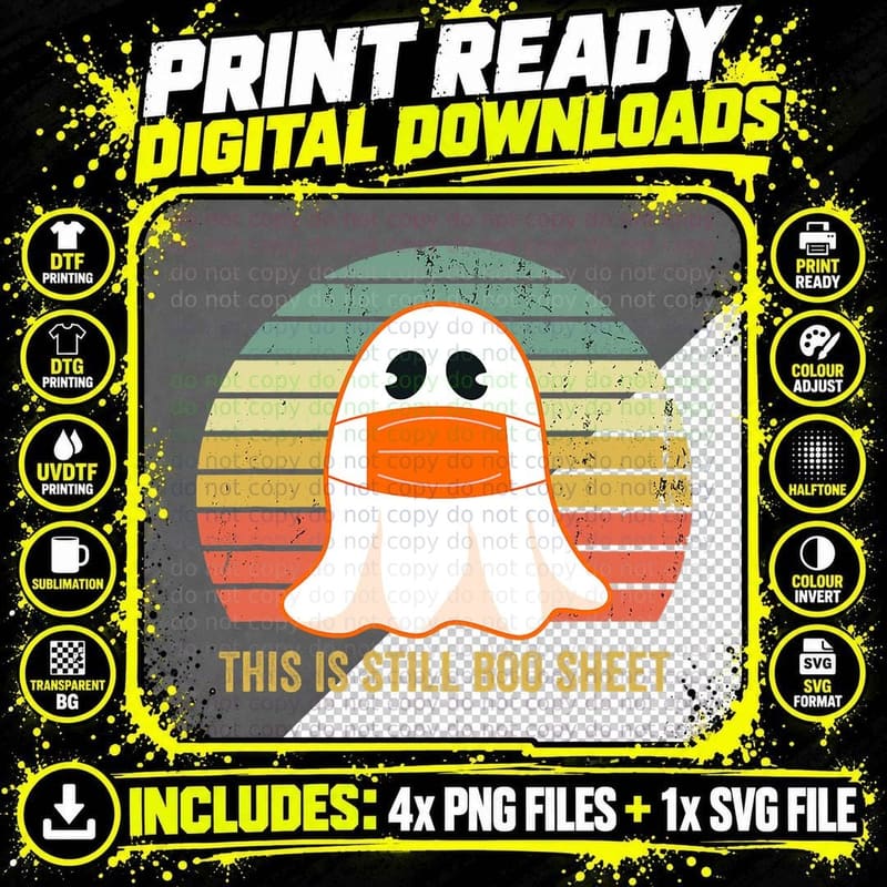 2021 Is Still Boo Sheet Funny Ghost Mask Vintage Png SVG Digital Bundle