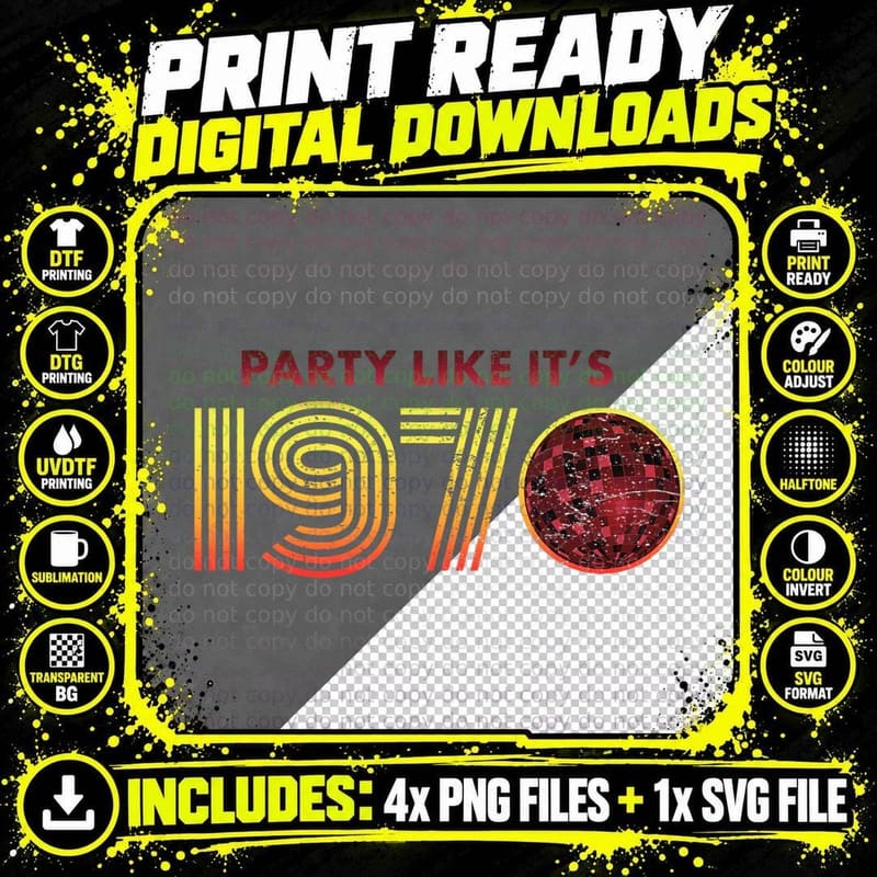 70's Red Disco Ball - Retro Seventies Halloween Costume Png SVG Digital Bundle