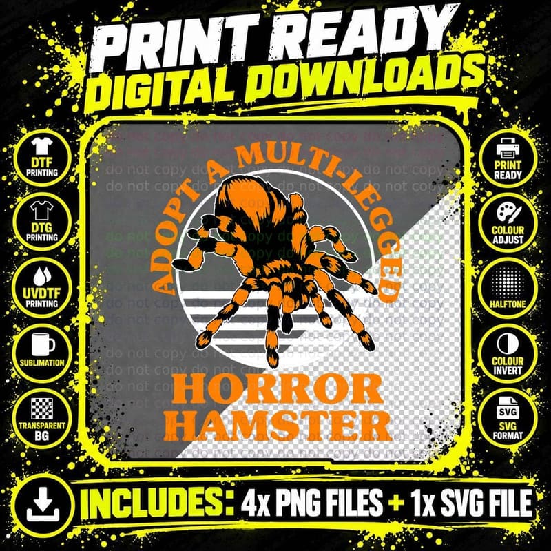 Adopt a Multi-Legged Horror Hamster T-Shirt Png SVG Digital Bundle