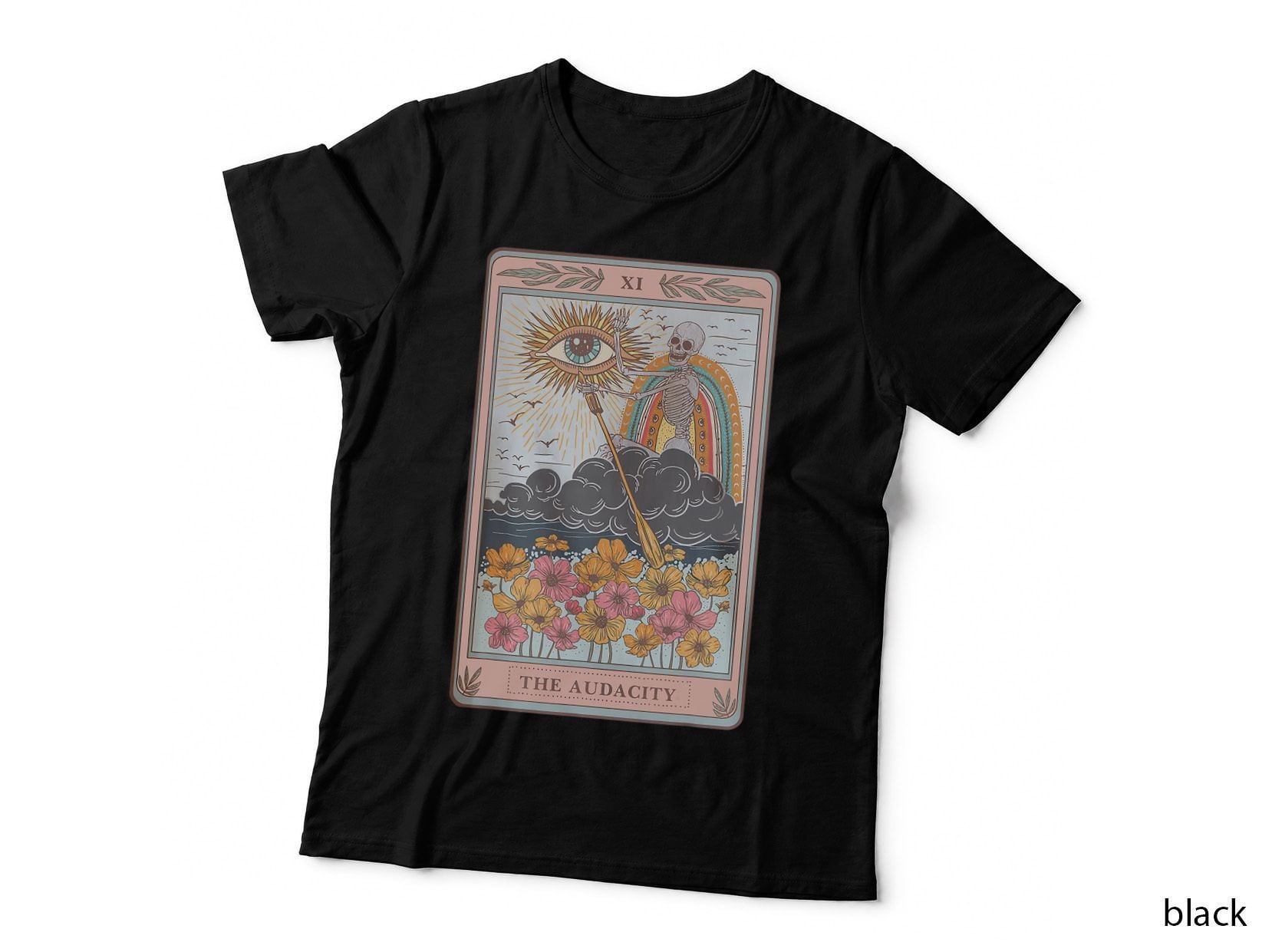 Audacity Skeleton Tarot Card Shirt, Sun Evil Eye T-Shirt