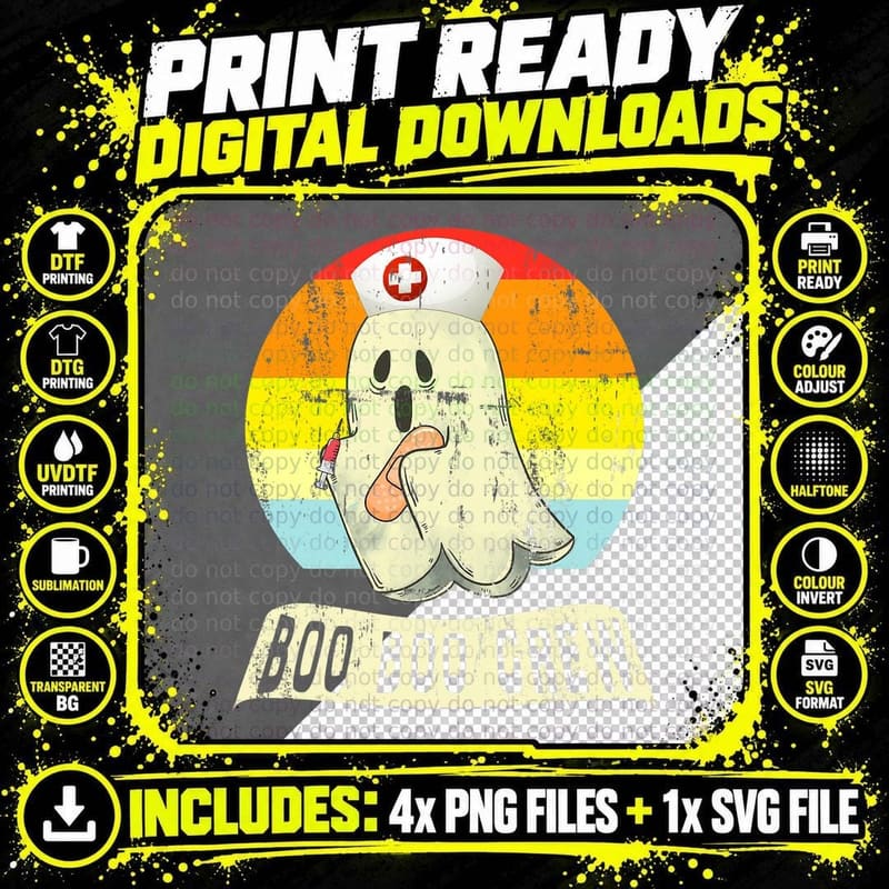 BOO BOO Crew Pumpkin Vampire Boo Scary Witch Bat Horror Png SVG Digital Bundle