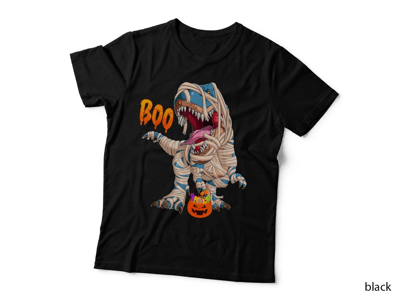 BOO Halloween Ghost Skeleton Dinosaur T-Rex T-Shirt