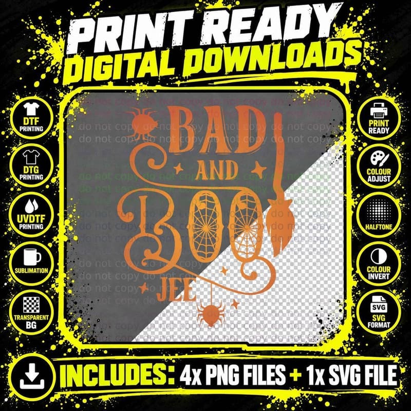 Bad and BOO Jee, Halloween Classic T-Shirt Png SVG Digital Bundle