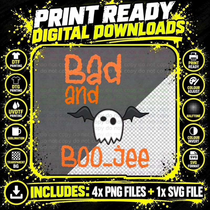 Bad and Boo Funny Sarcastic Halloween Gift T-Shirt Png SVG Digital Bundle