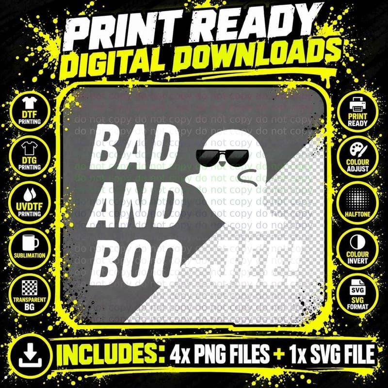 Bad and Boo-Jee - Cute Spooky Design T-Shirt Png SVG Digital Bundle