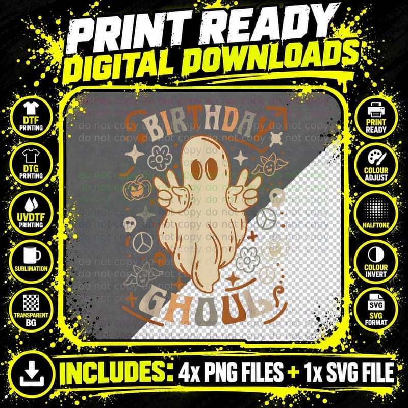 Birthday Ghoul Halloween Ghost BOO Boys Men Toddlers Png SVG Digital Bundle