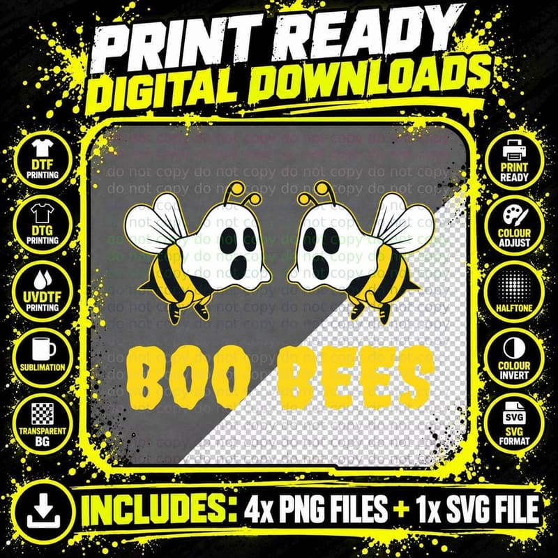 Boo Bees Couples Funny Halloween Costume T-Shirt Png SVG Digital Bundle