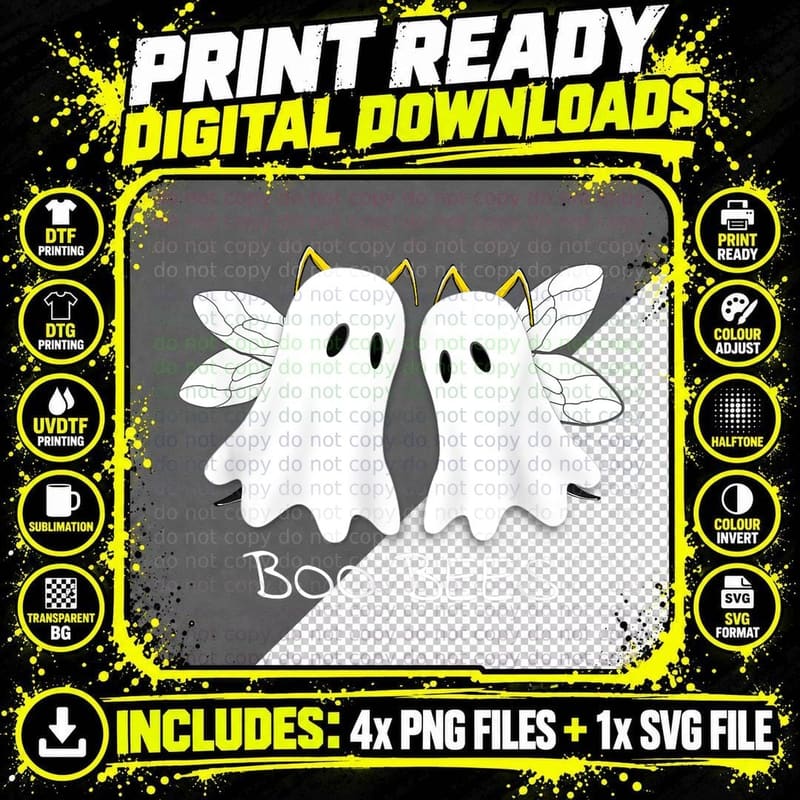 Boo Bees Funny Boobs Gag Gift Bee Halloween Ghost T-Shirt Png SVG Digital Bundle