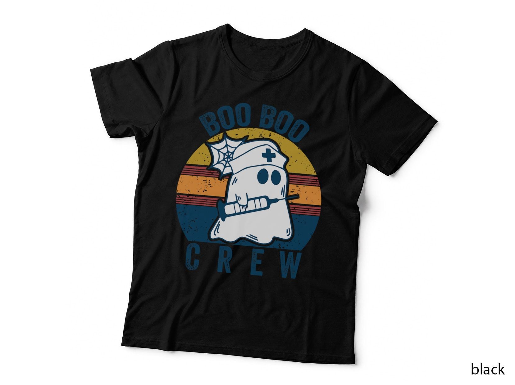Boo Boo Crew Nurse Retro Vintage Halloween Nurses RN Ghost T-Shirt