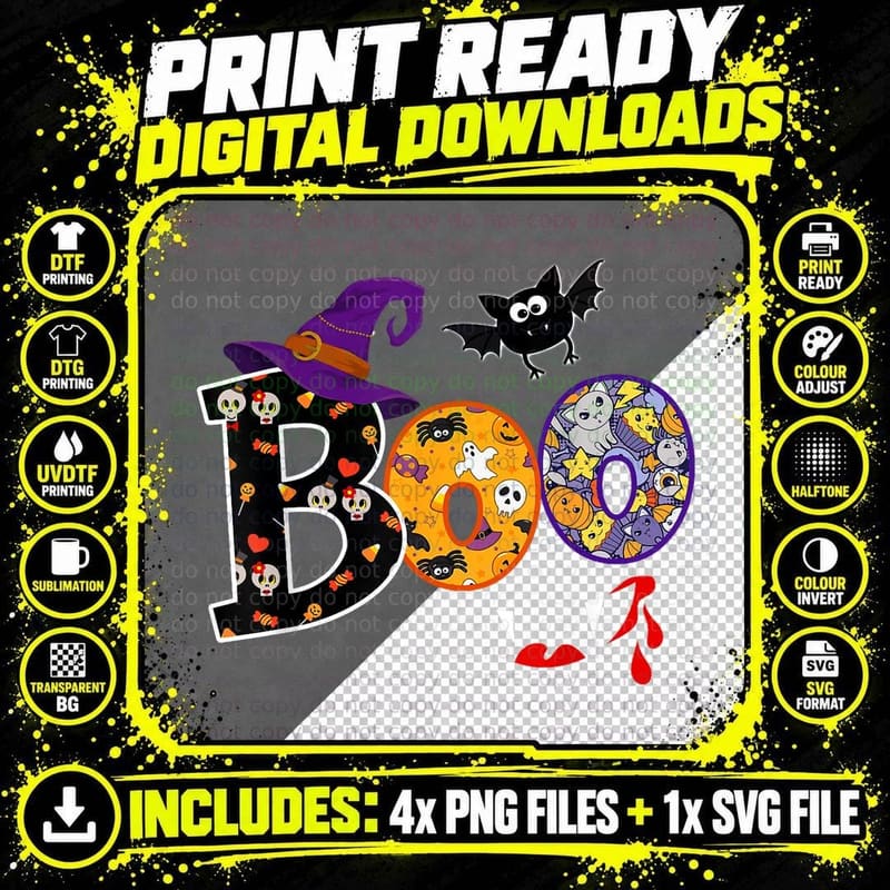 Boo Halloween Vampire Ghost Bats Costume Kids Funny Boo Png SVG Digital Bundle
