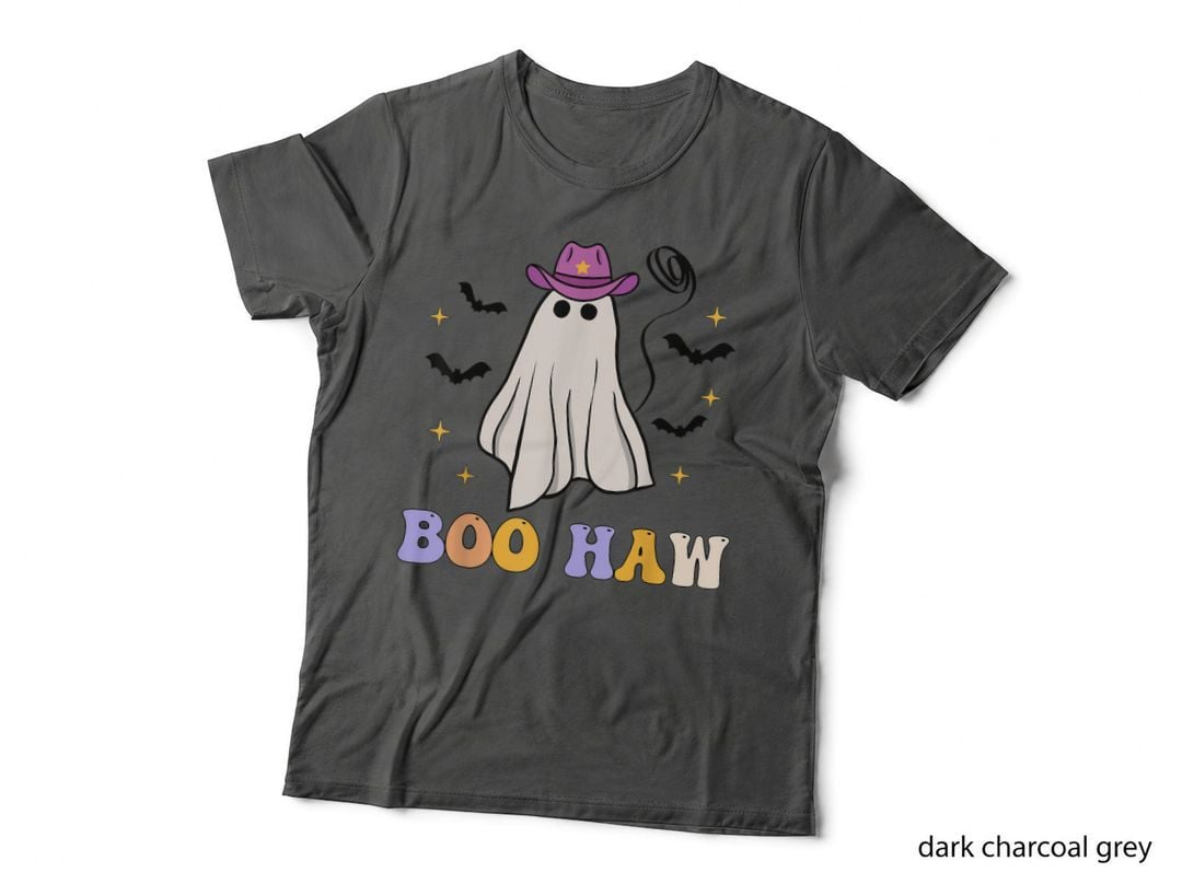 Boo Haw Ghost Western Cowboys Hat Funny Halloween Spooky T-Shirt