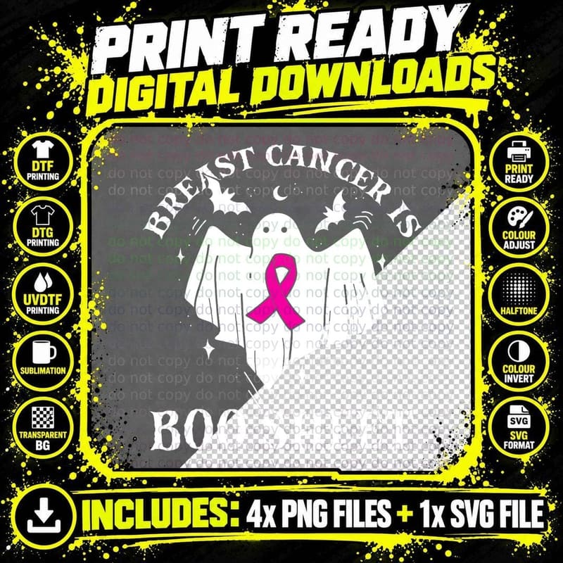 Boo Sheet Breast Cancer Awareness Funny Pun Humor Ghost Png SVG Digital Bundle