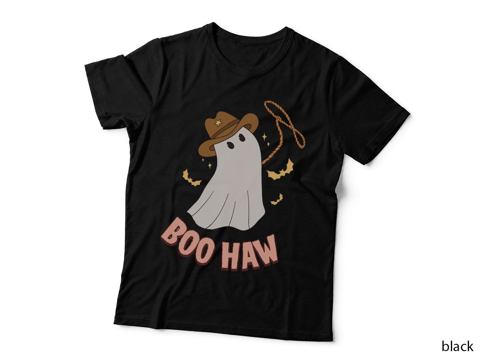 Boohaw Shirt Ghost Halloween Cowboy Cowgirl Costume Retro T-Shirt