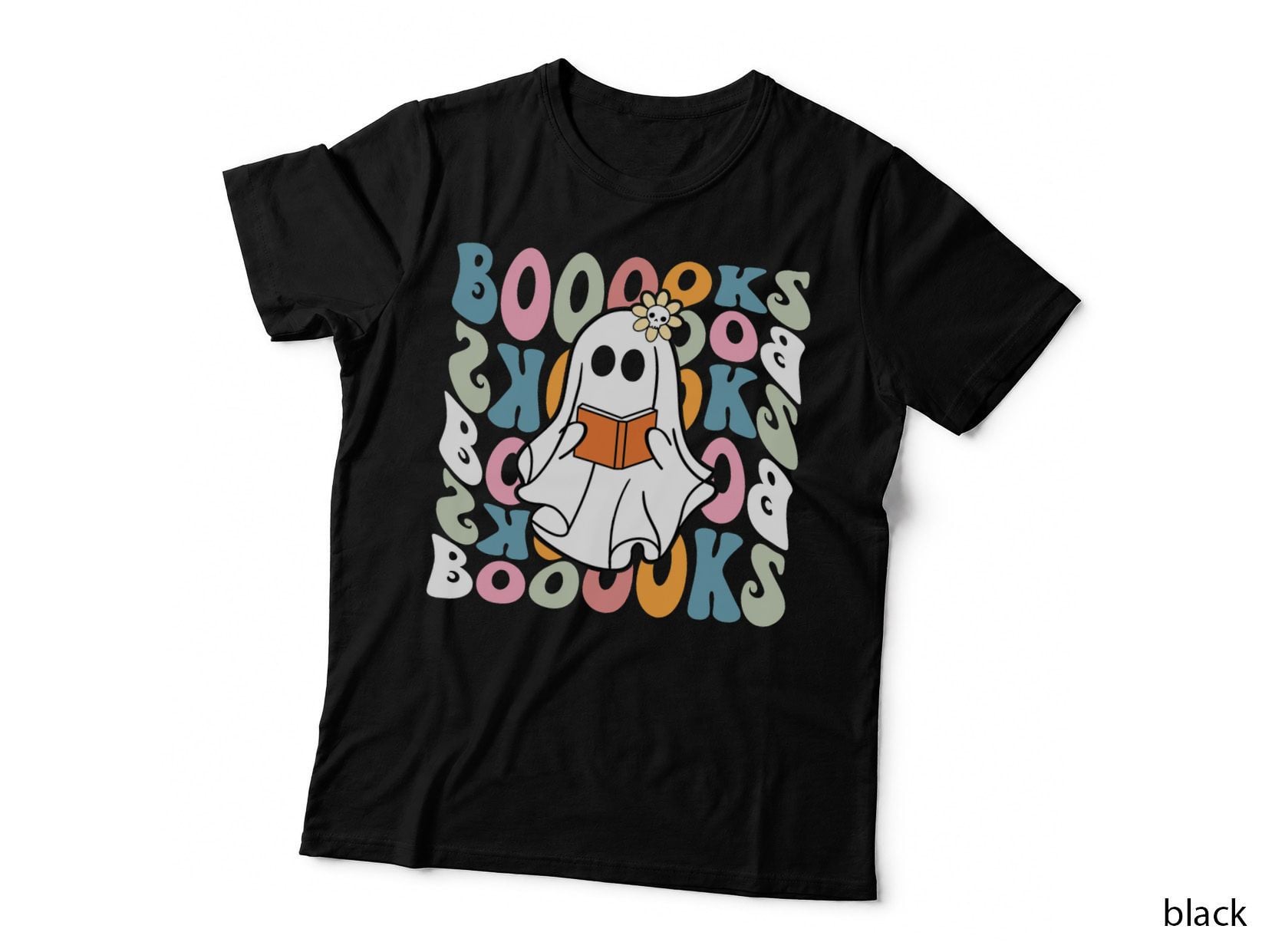 Booooks Ghost Funny Halloween Teacher Book Library Reading T-Shirt