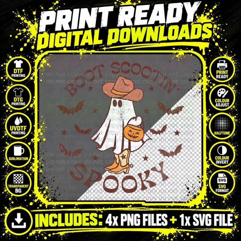 Boot Scootin Spooky, Western Halloween Png SVG Digital Bundle