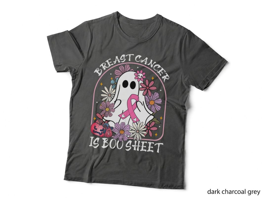 Breast Cancer Is Boo Sheet Ghost Halloween Awareness Groovy T-Shirt