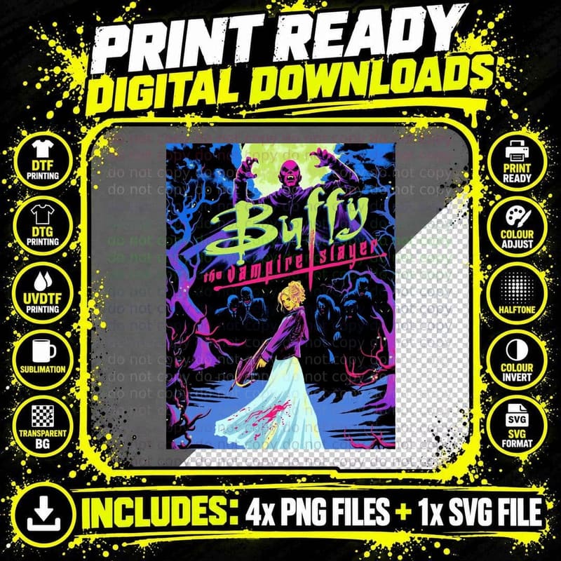 Buffy the Vampire Slayer Graphic T-Shirt Png SVG Digital Bundle