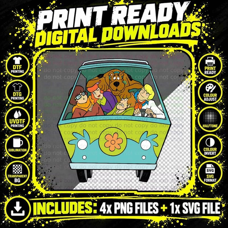 Comfort Colors Vintage Scooby Doo, Halloween Tshirt Png SVG Digital Bundle