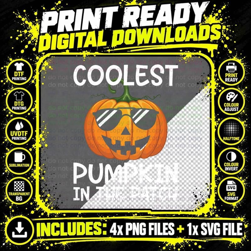 Coolest Pumpkin in the Patch T-Shirt Png SVG Digital Bundle